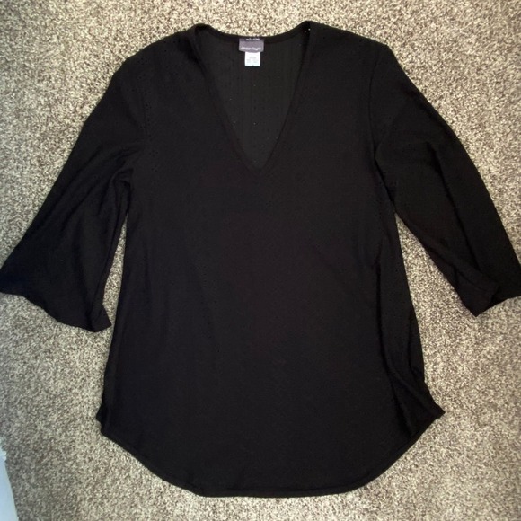 Jordan Taylor Other - Jordan Taylor black coverup large v neck midi knee length eyelet cutouts
